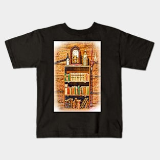 Log Cabin Bookcase Sketched Kids T-Shirt